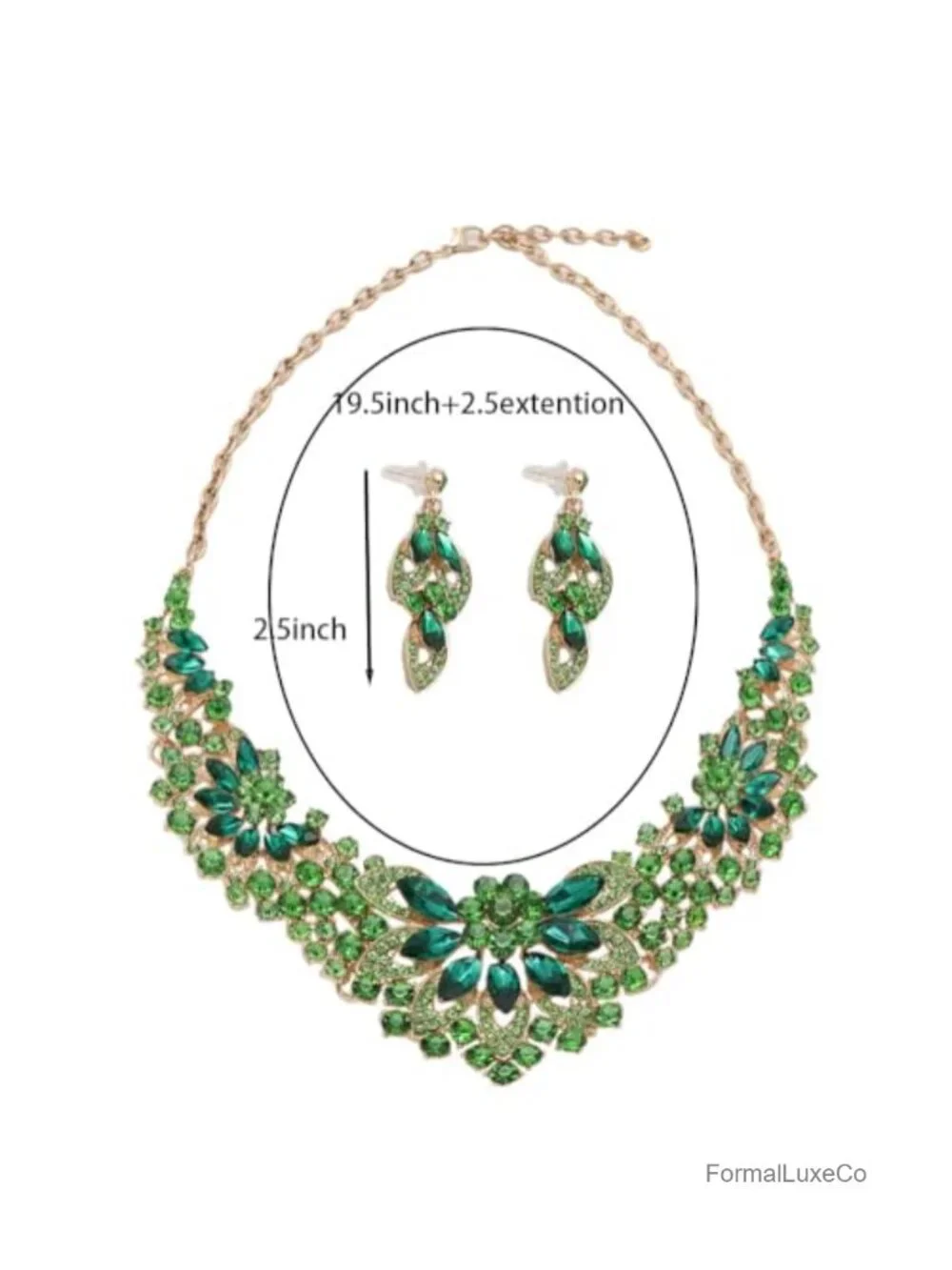 Rhinestone Crystal Statement Necklace and Earrings Set Wedding Party Jewelry